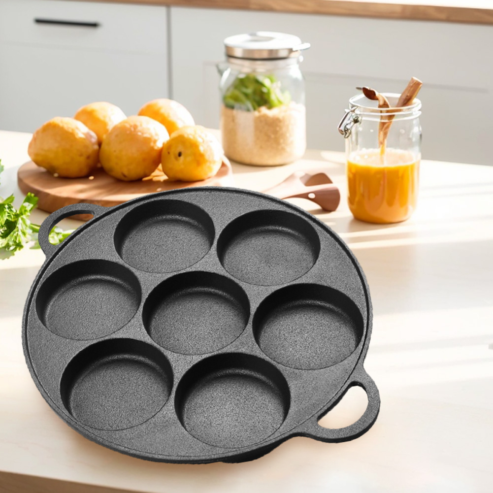 7 Hole Frying Pot Cast Iron No - огляд і ціна Egg Waffle Pan