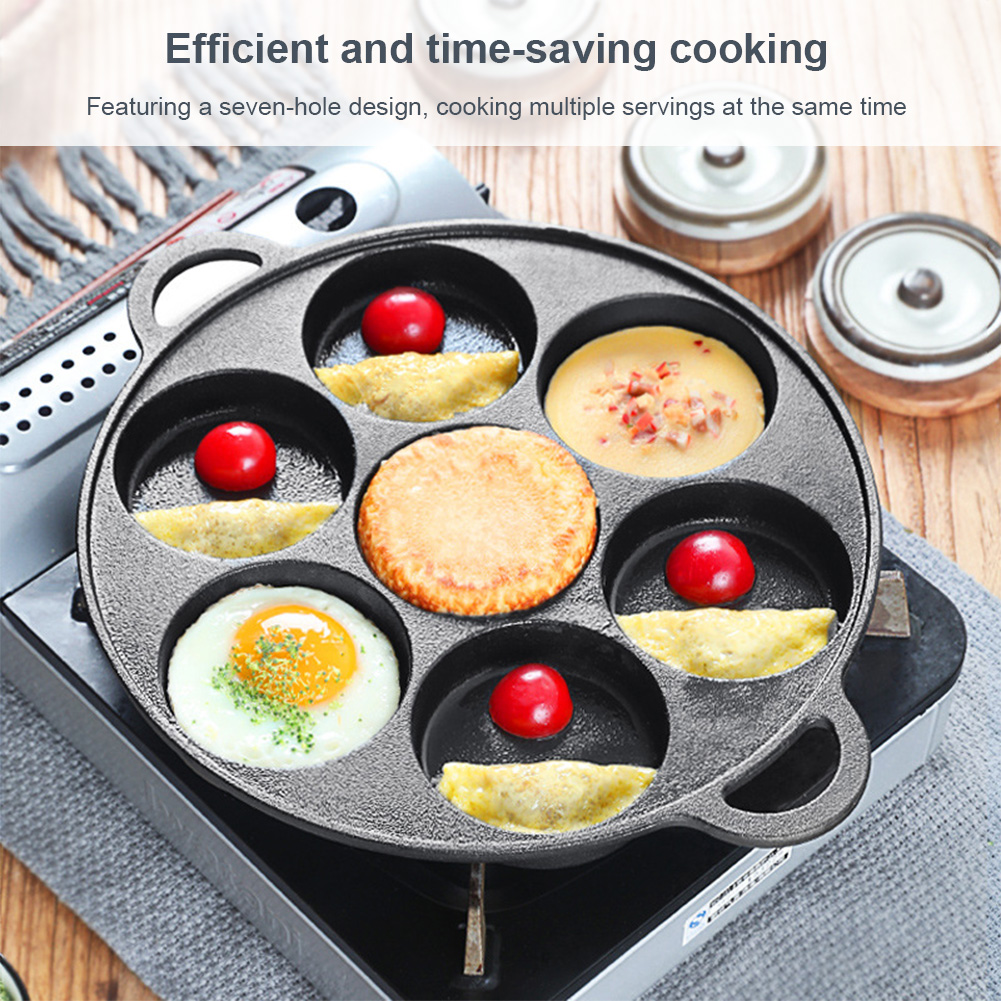 7 Hole Frying Pot Cast Iron No - огляд і ціна Egg Waffle Pan